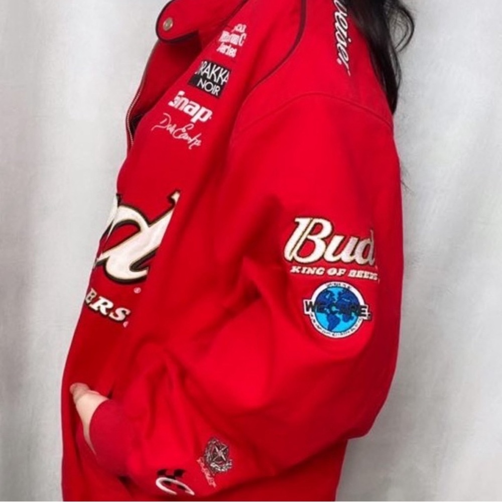 Vintage Budweiser NASCAR Dale Earnhardt Red Embroidered Coat size XL - Picture 8 of 9